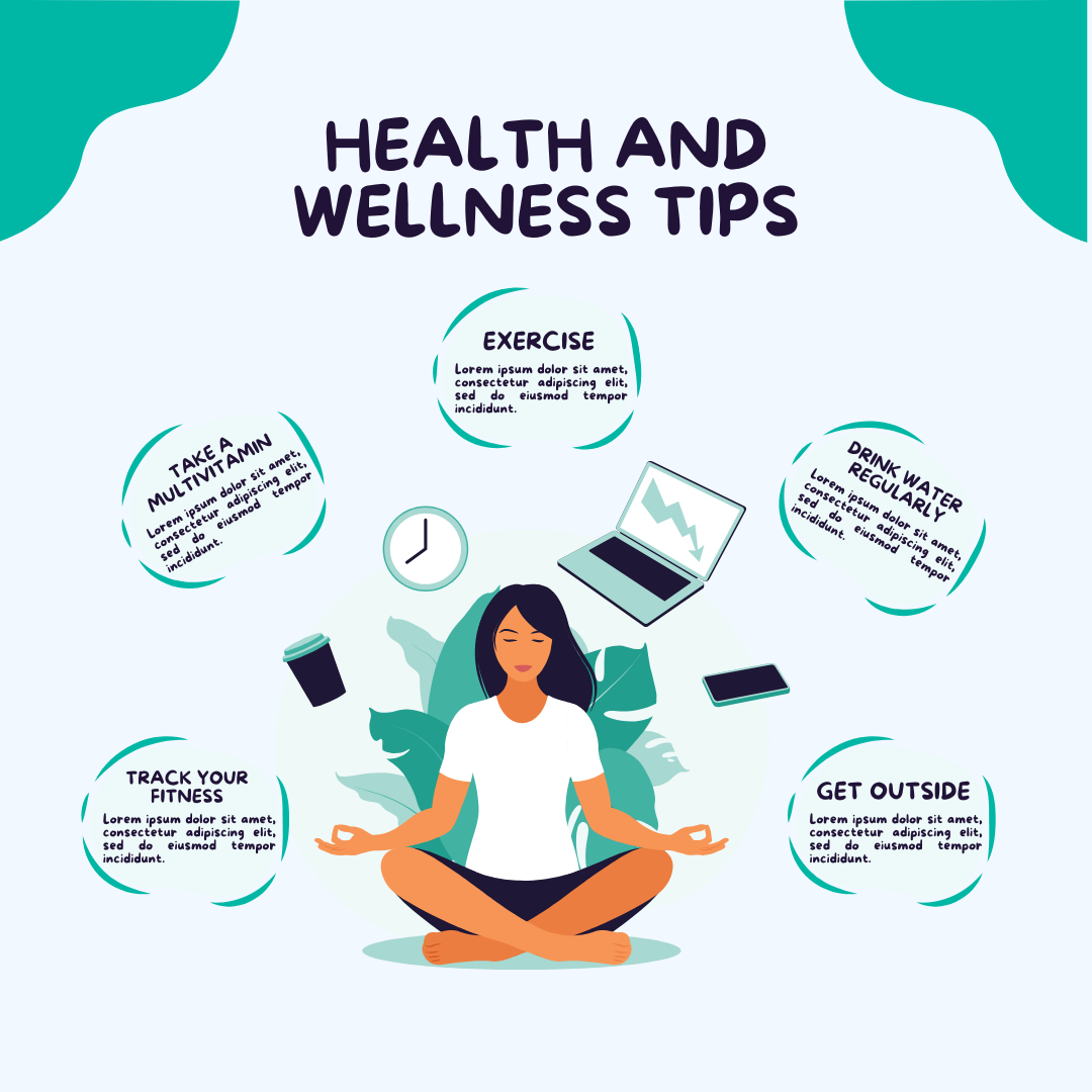 Green Illustration Health and Wellness Tips Instagram Post